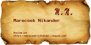 Marecsek Nikander névjegykártya